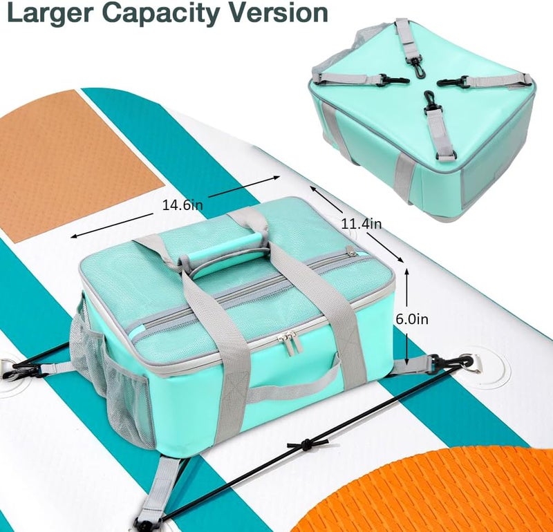 Karltion Paddle Board Cooler Bag, Waterproof Portable Deck Bag with Top Mesh Pocket,Kayak Cooler Bag with Side Pouches for Water Bottles,Inflatable Paddle Board Accessories Coolers for Sup, Kayak - Image 2